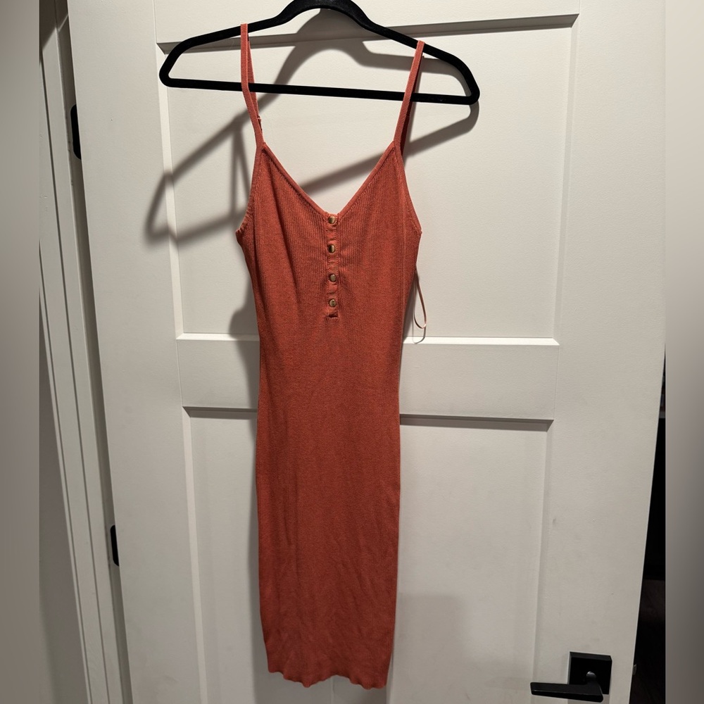 EUC Love Tree Quarter Button Ribbed Sweater Tank Dress
